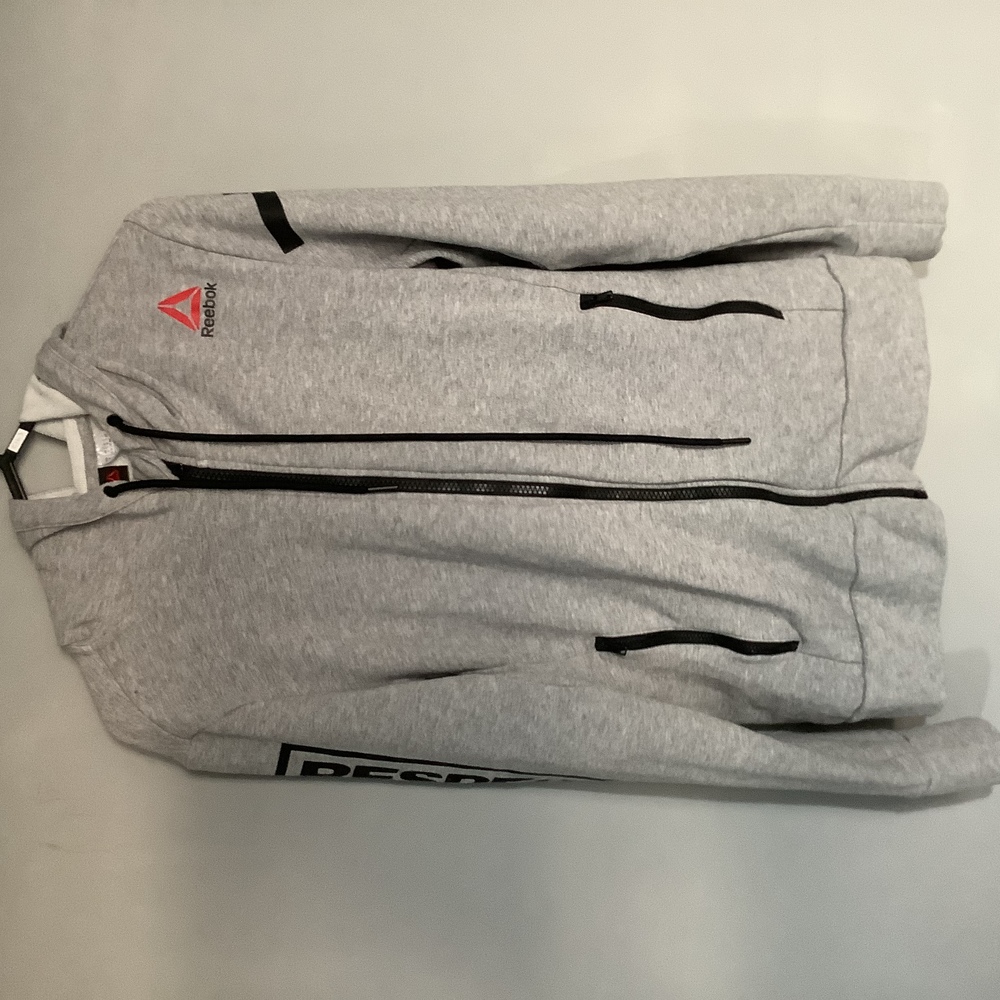 Reebok UFC Full Zip Hoodie - Size S (8-10) - Grey - P2P 18” - Respect - Picture 5 of 9
